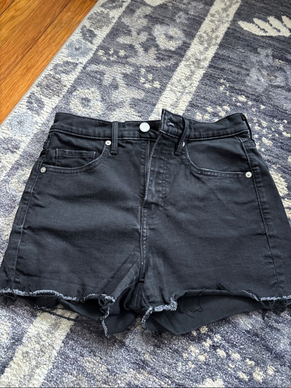 High-Rise Black Denim Women's 3” Shorts